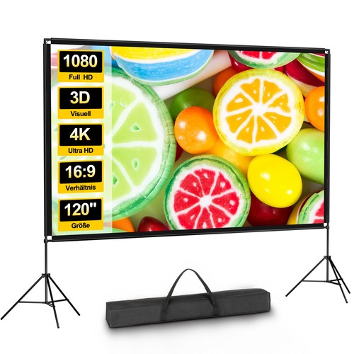 120 beamer leinwand mit stativ - mit,